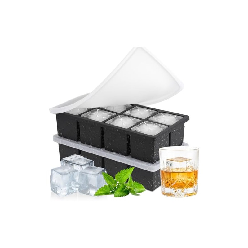 2 Moldes y Bandejas de Silicona para Hielo,8 Cavidade Moldes