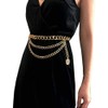 Women Thick Metal Link Waist Chain for Dress Multilayer Tassel