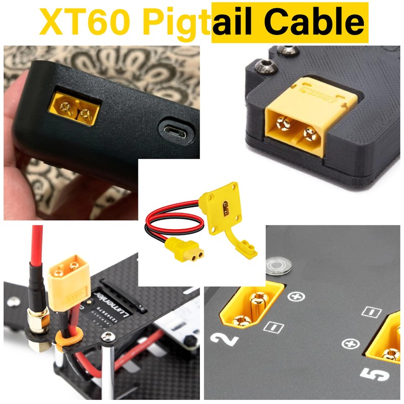 XT60 Male to Female Mount Panel Cable, 12AWG Gold Plated