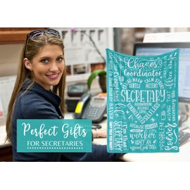 Secretary Gifts for Woman, Throw Blanket for Secretaries' Day Administrative Professional Day Gifts for Appreciation, Christmas, Birthday - 50" x 65" Teal