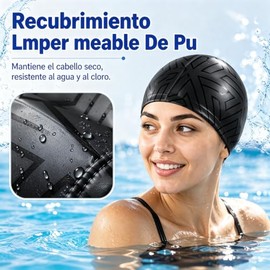2 Gorra Natacion de pu para Adultos, Gorro Nadar de Impermeable Elasticidad | Unisexo,Ideal para Cabello Largo y Corto,Adecuado para Natación, Entrena