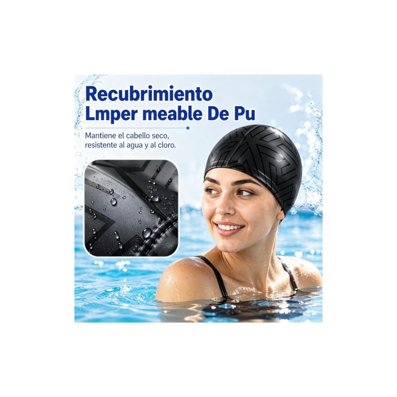 2 Gorra Natacion de pu para Adultos, Gorro Nadar de