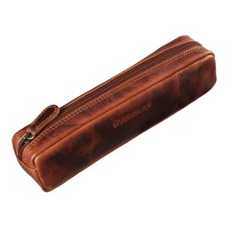 STILORD 'Preston' Leather Pencil Case Vintage Vintage Leather Case Pen Roll Retro Pencil Case Women Men Pencil Case Genuine Leather, Kara - Cognac, M, vintage