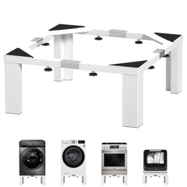 Chinchilla Heavy duty Stainless steel Laundry Pedestal,16" Height Universal Washer and Dryer Pedestals, Adjustable Universal Washing machine stand and Fridge stand(White)