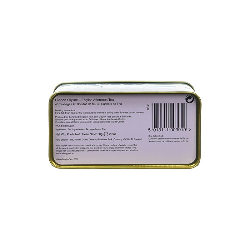 New English Teas London Souvenirs Skyline Tea Caddy with 40