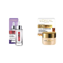 L'Oreal Paris Serum Facial Anti Arrugas Acido Hialuronico Revitalift L'Oreal Paris + Crema Antiarrugas de Dia Age Perfect, 50 ml