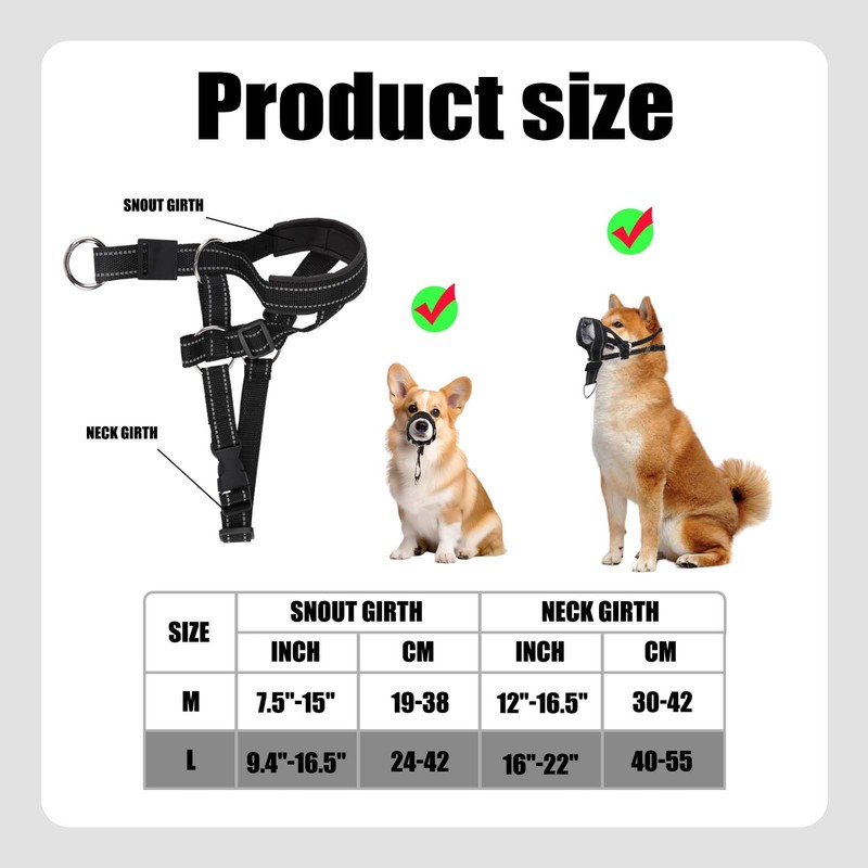 Dog Head Halter with Reflective Soft Padded Adjustable and Easily