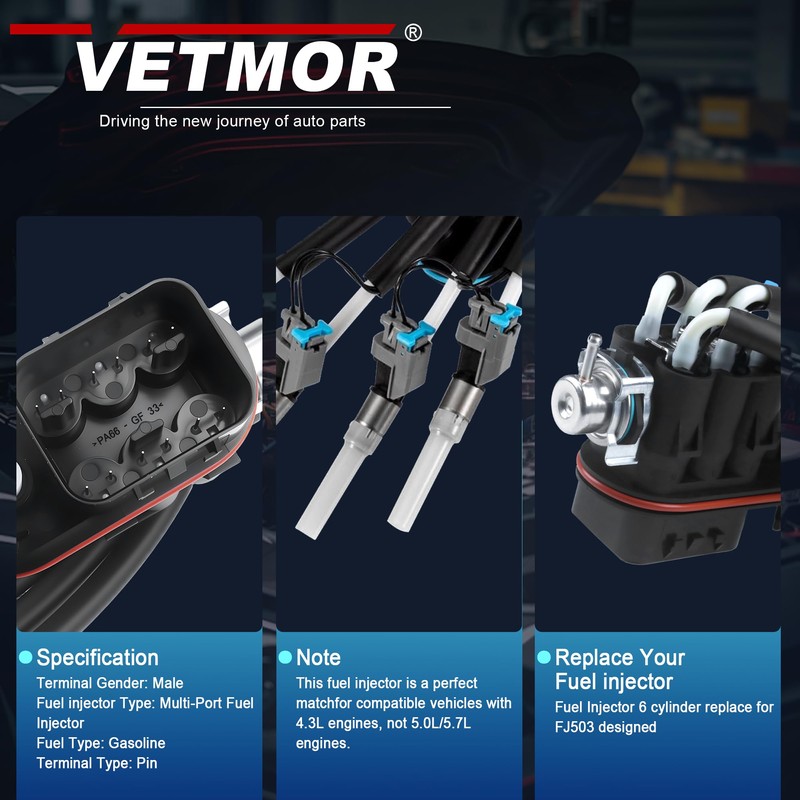 VETMOR® FJ503 4.3L Spider Fuel Injector Fits Chevy Silverado GMC