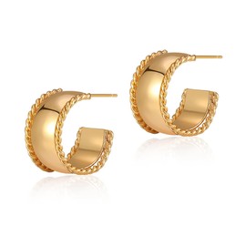 18K Gold Plated hoop Earrings for Women Big Stud Hypoallergenic for Girls Trendy Jewelry Gift Chunky