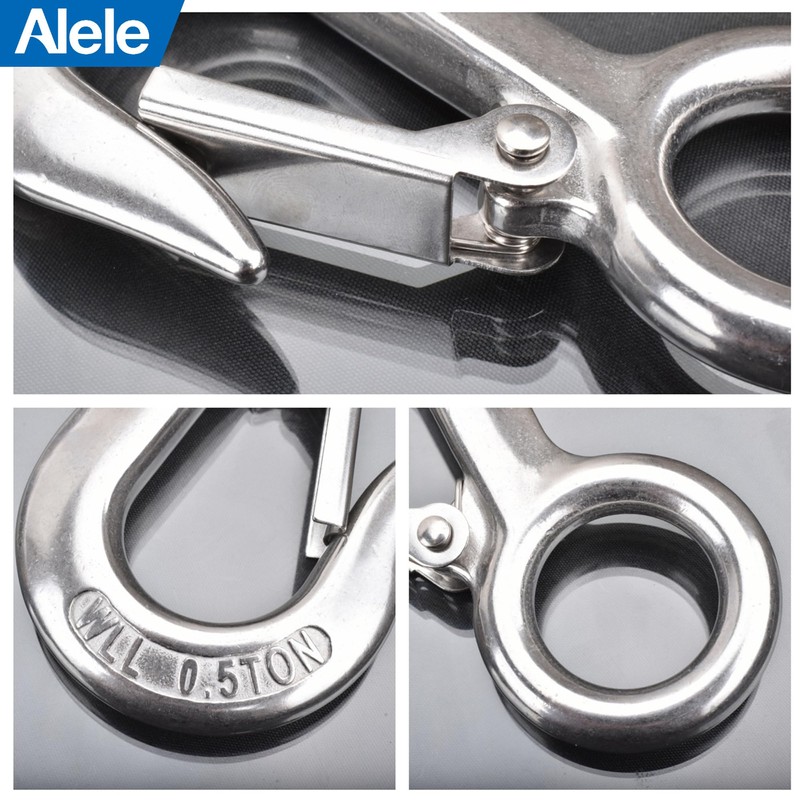 Alele 2Pack 0.5T Crane Scale Grab Hooks,Slip Hooks,Stainless Steel Lifting