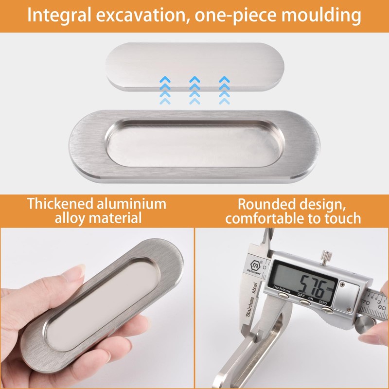 MOROBOR Self-Stick Oval Sliding Door Pulls, 2pcs Aluminum Alloy Hidden
