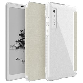 TUDIA SKN FLIP designed for Onyx Boox Palma Case - [Magnetic Closure] Shockproof Slim Transparent TPU Back with Textured Leather 6.13" Cover (Clear Beige)