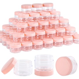 100 Count Small Sample Containers Makeup Jars 15 Gram Containers with Lids Plastic Jars Traveling Jars Empty Bottles for Toiletries - Pink