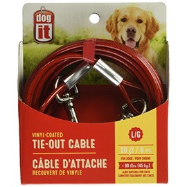 Dogit Tie-Out Cable - Red - Large - 6 m (20 ft)