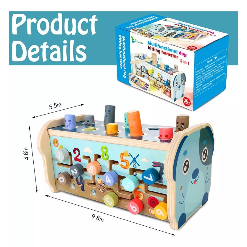 Kidwill Juguete De Madera Para Martillar 3 En 1 Montessori