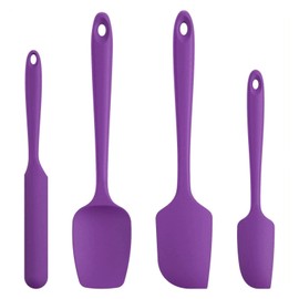 MJDFS Silicone Spatula Set Kitchen Utensils Non-Stick for Cooking, Baking and Mixing, Heat Resistant Dishwasher Safe, Purple Set of 4