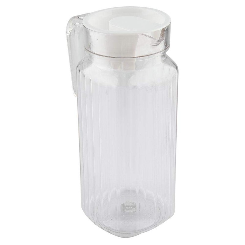 Acrylic Jug Carafe with Lid and Handle Ribbed Striped Juice