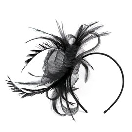 haozaikeji Fascinators Hat for Women Feather Wedding Hat Pillbox Hat Ladies Mesh Headband & Clip Retro Headpiece for Bridal, Church, Hen Party, Cocktail, Royal Ascot Race