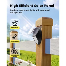 XINREE 8 Pack Outdoor Fence Solar Lights Powered, IP68 Waterproof Solar Step Lamps, Outside Led Wall Light Solar Stair Light for Porch Deck Yard Garage Garden - White Light