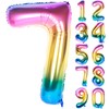 40 Inch Rainbow Digit Helium Foil Birthday Party Balloons (Dark