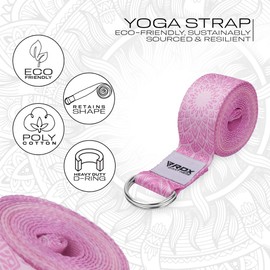 RDX 8ft Yoga Strap with D-Ring Buckle, Durable Polyester Cotton Adjustable Belts for Stretching Pilates Dance Gymnastics Fitness Holding Poses Flexibility Physical Therapy, Home Gym Exercise Workout