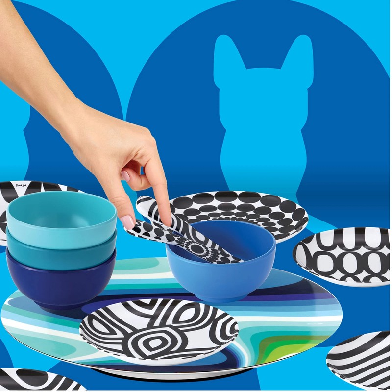 French Bull 12-Piece Entertaining Set – Black & White, Medium