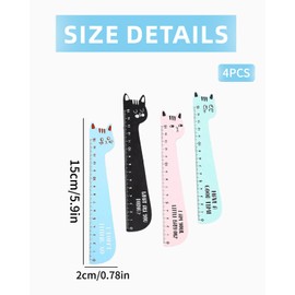AORHOFJ 4 Pieces Animal Style Wooden Ruler Kids Ruler Cat Ruler Cute Animal Collection Kids Students Office
