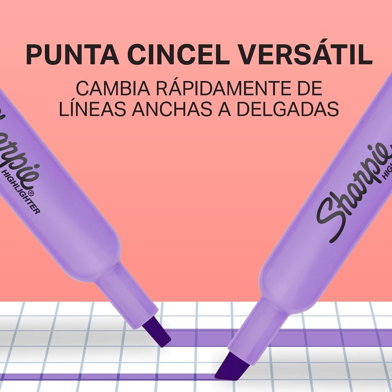 Sharpie® Tank Resaltador/Marcador de Texto, Punta Cincel/Biselada, Surtidos, 4 Piezas,