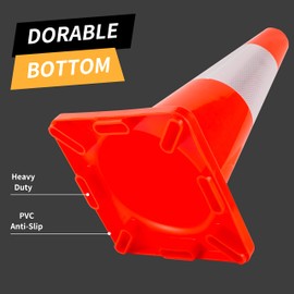 Traffic Cones 18 inch 12 Pack Safety Cones Orange with Reflective Collars Fit Parking Lot,Driveway Road Traffic Control Construction Sport Cones