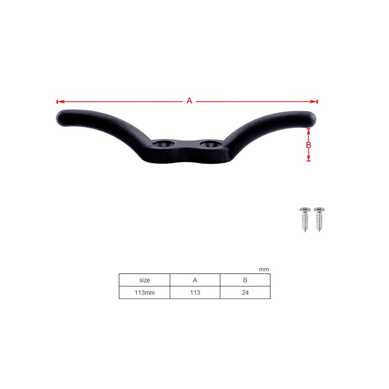 2 Pcs 4" Nylon Rope Cleat Marine Grade, Black