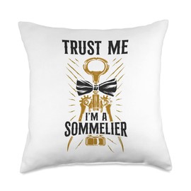 Wine Steward Drinker Lover Waiter Sommelier HS0 Sommelier Drinking Tasting Corkscrew Wine Opener Trust Throw Pillow, 18x18, Multicolor