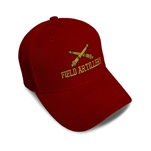Speedy Pros Baseball Cap Us Army Field Artillery A Embroidery Acrylic Dad Hats for Men & Women Strap Closure Burgundy