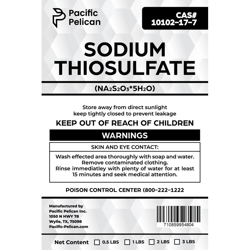 Pacific Pelican Sodium Thiosulfate (Sodium Hyposulfite) (Na2S2O3*5H2O) - Chemical (1lb)