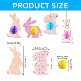 19 Pcs Easter Banner Decorations, Easter Bunting Decorations, 3D Honeycomb Bunny Decoration for Party Home Parties, Bunting for Home Hanging Decoration for Garden, School, Wall, Window