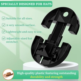 Hat Stretcher for Fitted Hats Sizes 7 to 8 1/2 Cowboy Hat Stretchers Plastic for Men and Women, Adjustable Baseball Cap Reshaper Fits All Caps Extender Black
