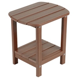 nalone Adirondack Side Table 16.5" Outdoor Side Table HDPE Plastic Double Adirondack End Table Small Table for Patio(Wood)