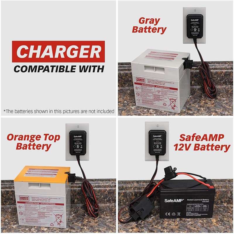 SafeAMP 12-Volt Charger for Power Wheels Gray Battery and Orange