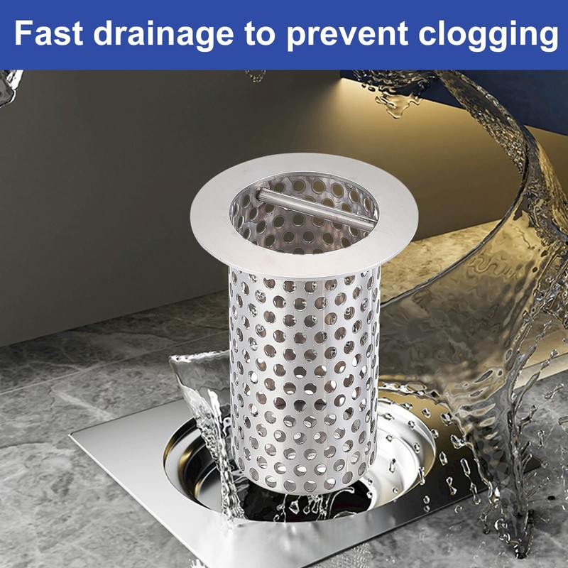3" Commercial Floor Drain Strainer, 4'' High, Thick Perforated 316