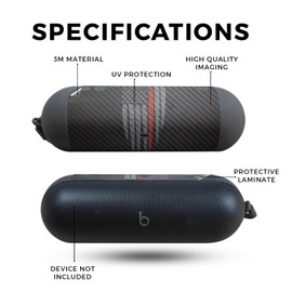 Carbon Fiber Speaker Skin Compatible with Beats Pill (2024) - Thin Red Line - Premium 3M Vinyl Protective Wrap Decal Cover - Easy to Apply | Crafted in The USA by MightySkins