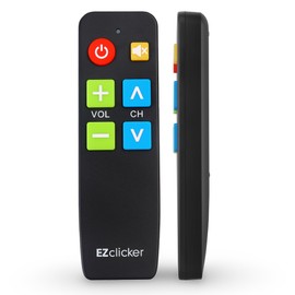 EZclicker TV Remote for Seniors, Extra Simple Big Button Remote (Black) Works with Major TV Brands, NOT for Streaming (2xAAA Batteries Not Included)