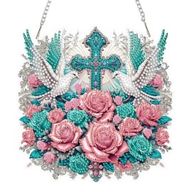 Eiflow DIY Diamond Painting Hanging Kit Cross, Acrylic Hanging Diamond Art Kit for Adults Religious, 5D Special Diamond Gem Painting Pendant Board Kit