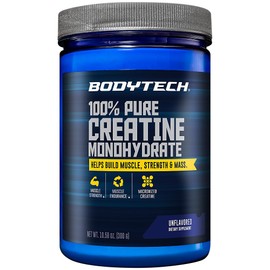 BODYTECH 100% Pure Creatine Monohydrate Powder - Micronized for Maximum Absorption - Supports Muscle Strength & Power Output - Unflavored (10.58 oz, 60 Servings)