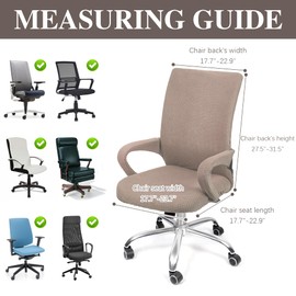 Nicola Stretch Office Chair Covers, Computer Desk Chair cover, Removable Washable Chair Seat Cover Protector Cover with Desk Armchair Slipcover (Khaki)