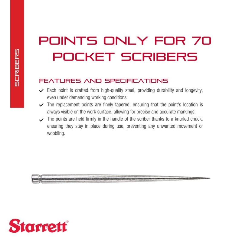 Starrett Steel Replacement for 70A Scribers with Knurled and Nickel
