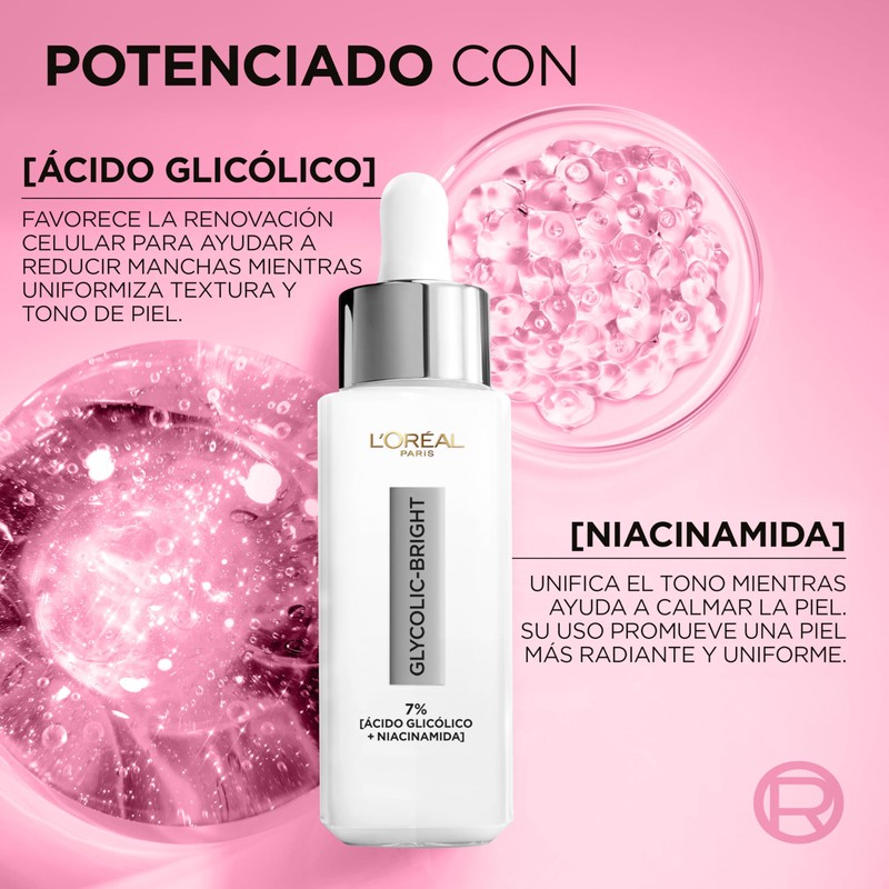 L'Oréal Paris Sérum Anti-manchas Glycolic Bright con Ácido Glicólico y