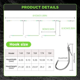 EWEIS 5 Pcs 3 in 1 String Fishing Hook,Pre-Tied Fishing 3 Hooks Set with Anti-Tangle Steel Leader Line,Bait Rig with Quick Swivels Snaps and Luminous Beads,Carbon Steel Saltwater Fishing Hooks (15#)