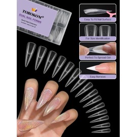 TOROKOM 150 Teilige 15 Größen Nagelformen Doppel Nail Forms für Schnelle Nagelverlängerung mit Gel Poly Nagel Formen für Builder Gel, Nageldesign im Salon & DIY
