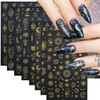 8 Sheets Star Sun Nail Art Stickers 3D Self-Adhesive Gold