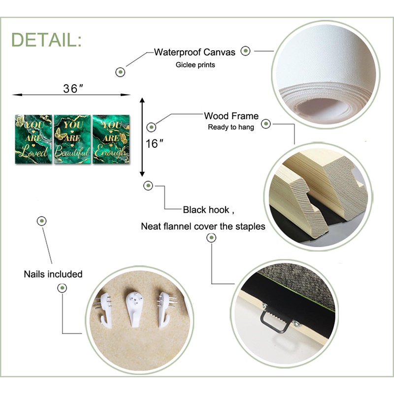 LevvArts Inspiration Wall Decor You Are Loved/Beautiful/Enough Sign Painting for