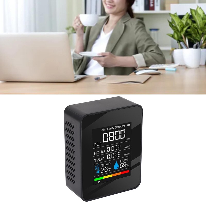 5 in 1 Air Quality Monitor LCD Color Screen CO2